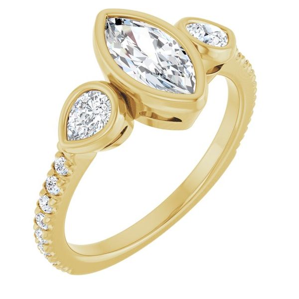 Bezel-Set Three-Stone Engagement Ring