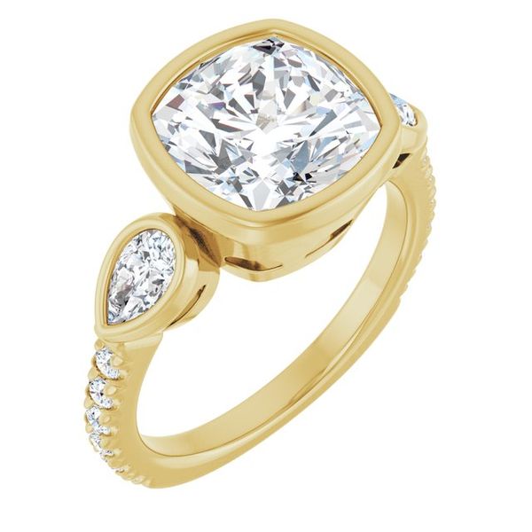 Bezel-Set Three-Stone Engagement Ring