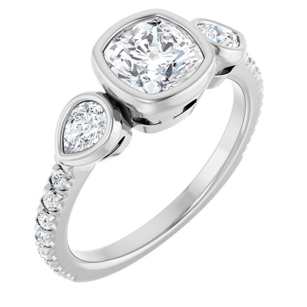 Bezel-Set Three-Stone Engagement Ring