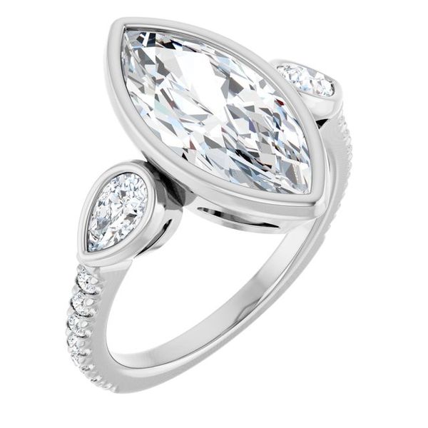 Bezel-Set Three-Stone Engagement Ring