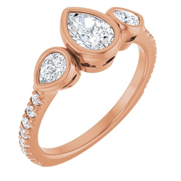 Bezel-Set Three-Stone Engagement Ring