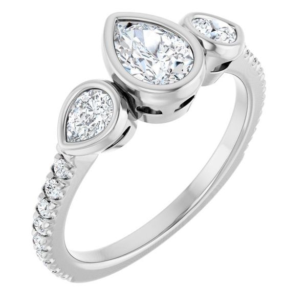 Bezel-Set Three-Stone Engagement Ring