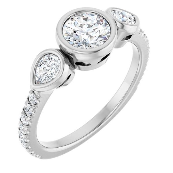 Bezel-Set Three-Stone Engagement Ring
