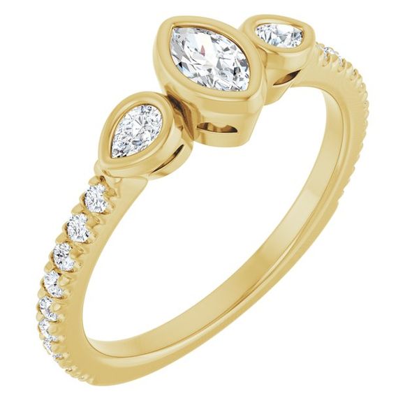Bezel-Set Three-Stone Engagement Ring