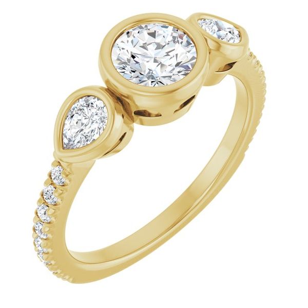 Bezel-Set Three-Stone Engagement Ring