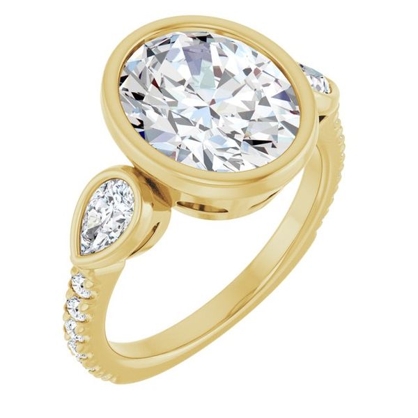 Bezel-Set Three-Stone Engagement Ring
