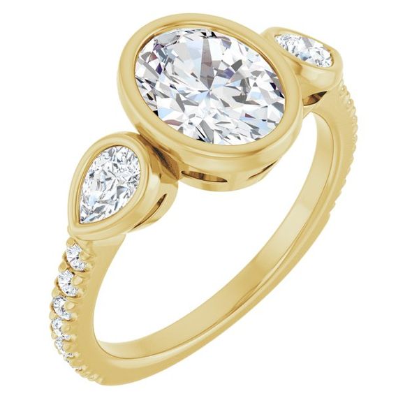Bezel-Set Three-Stone Engagement Ring