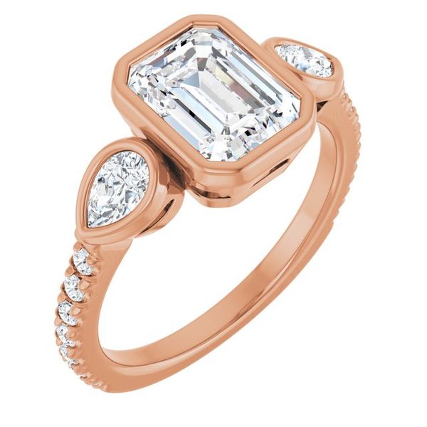 Bezel-Set Three-Stone Engagement Ring