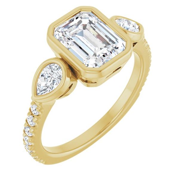 Bezel-Set Three-Stone Engagement Ring