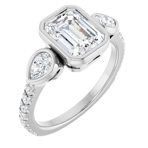 Bezel-Set Three-Stone Engagement Ring