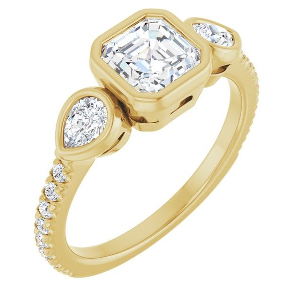 Bezel-Set Three-Stone Engagement Ring