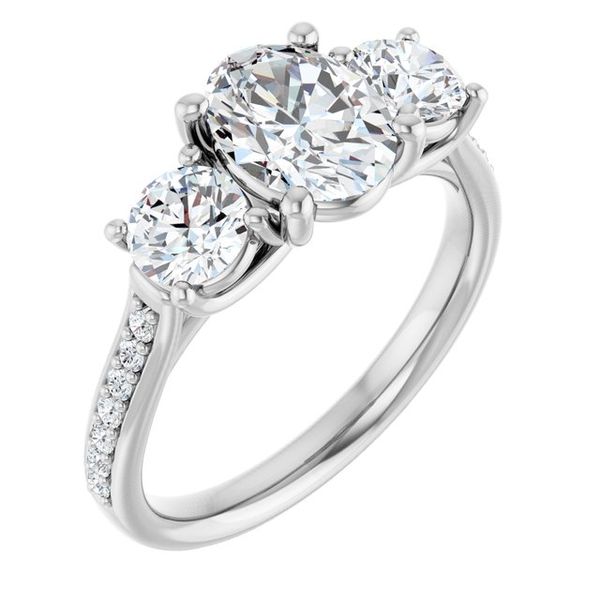 Accented Three-Stone Engagement Ring