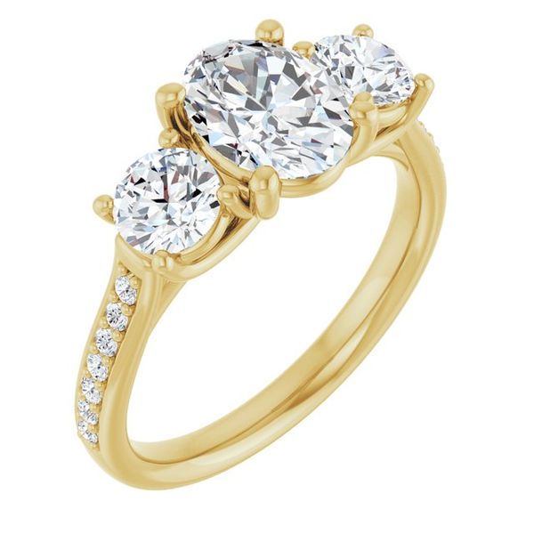 Accented Three-Stone Engagement Ring
