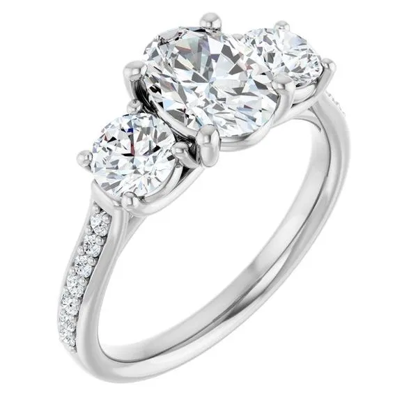 Accented Three-Stone Engagement Ring