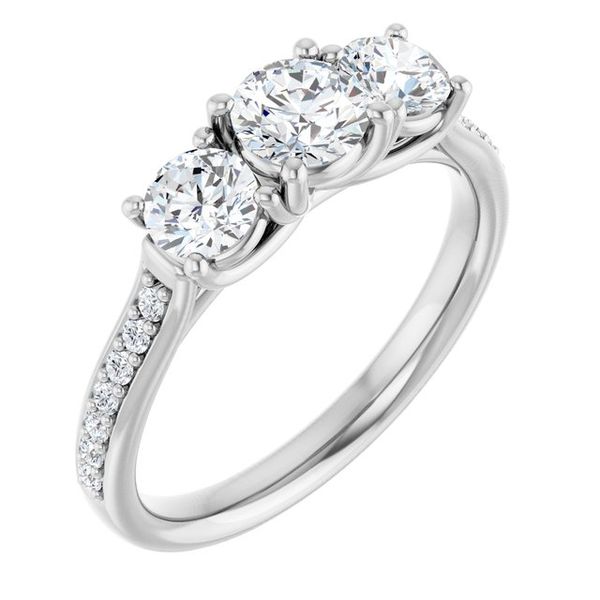 Accented Three-Stone Engagement Ring