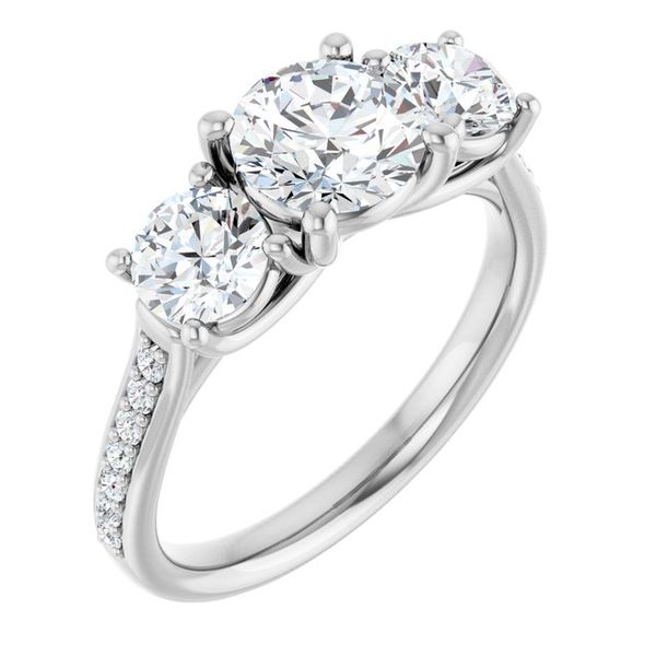 Accented Three-Stone Engagement Ring
