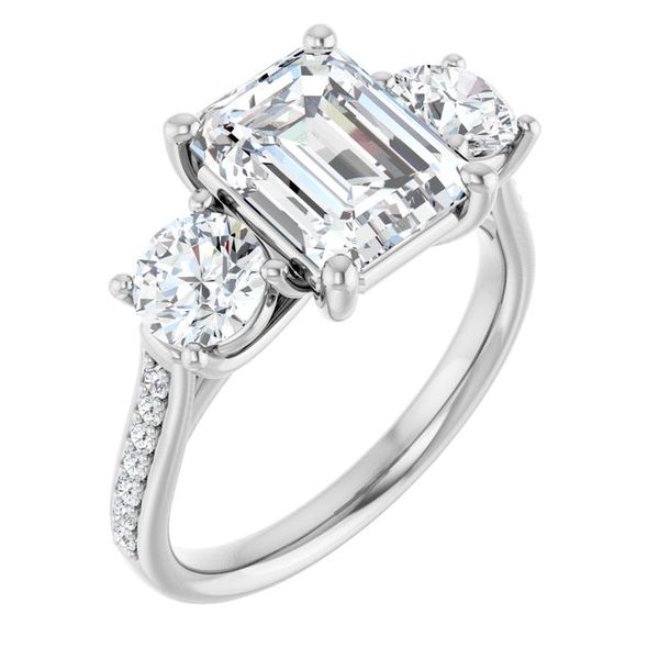 Accented Three-Stone Engagement Ring