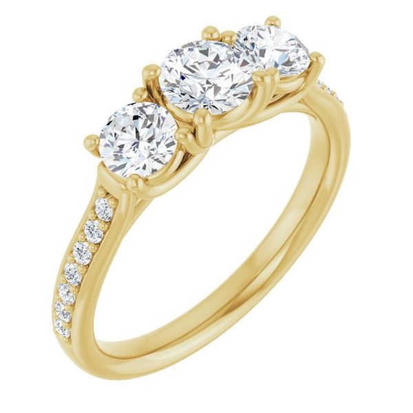 Accented Three-Stone Engagement Ring