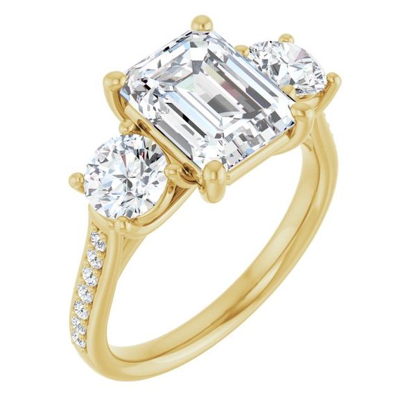 Accented Three-Stone Engagement Ring