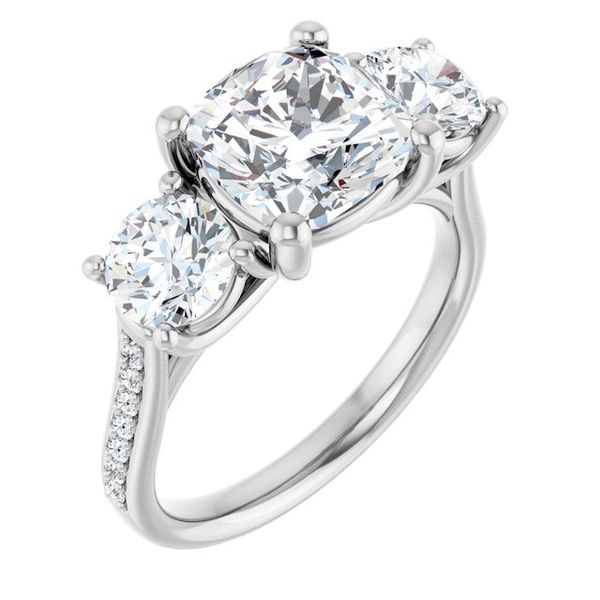 Accented Three-Stone Engagement Ring
