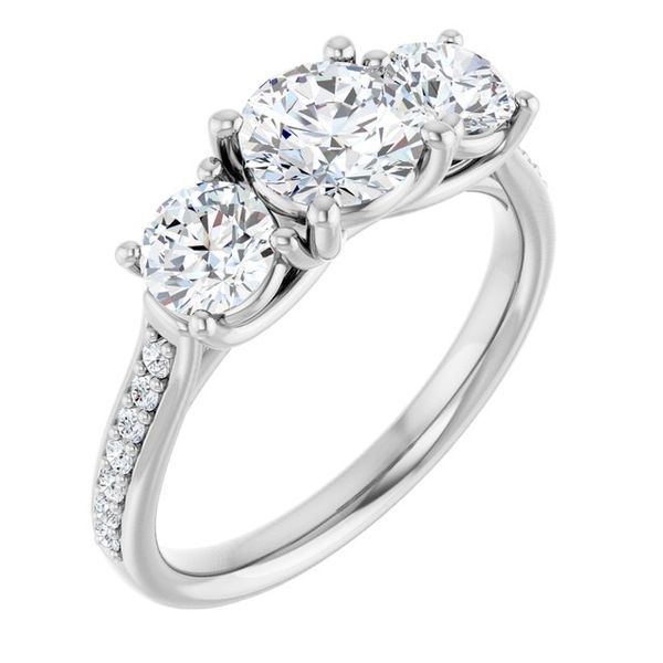 Accented Three-Stone Engagement Ring