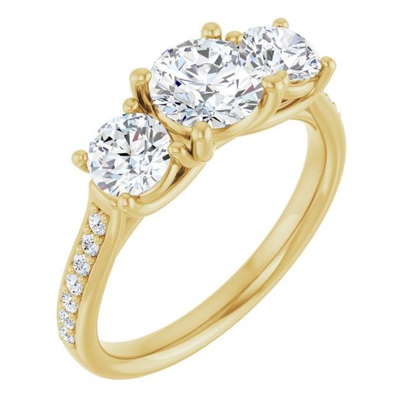 Accented Three-Stone Engagement Ring