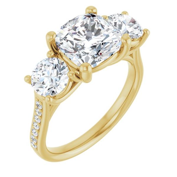 Accented Three-Stone Engagement Ring