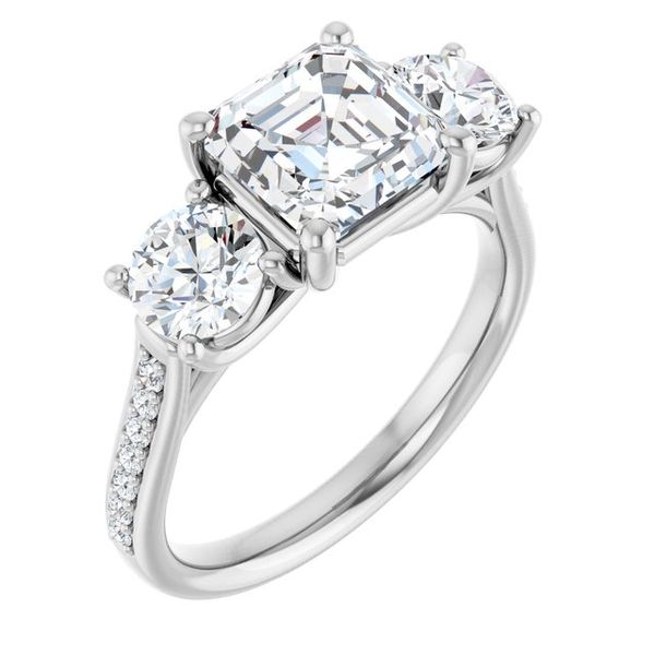 Accented Three-Stone Engagement Ring
