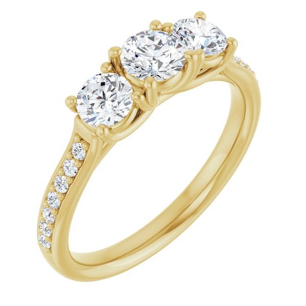 Accented Three-Stone Engagement Ring