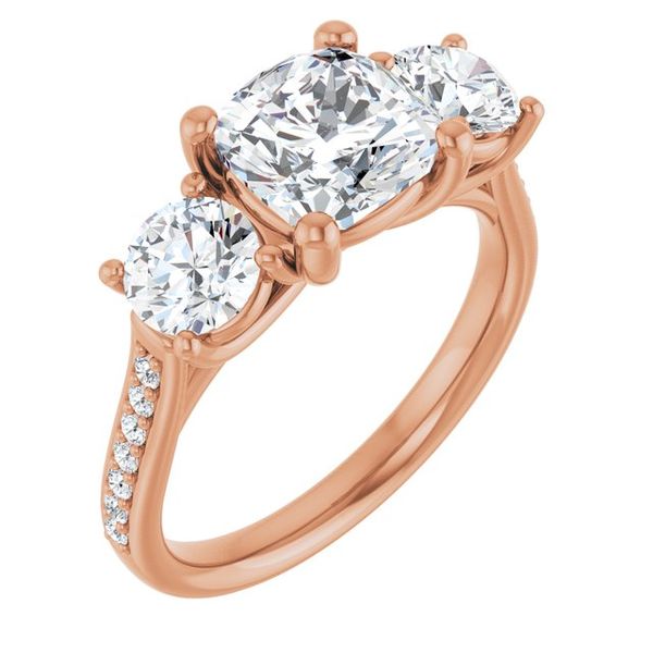 Accented Three-Stone Engagement Ring