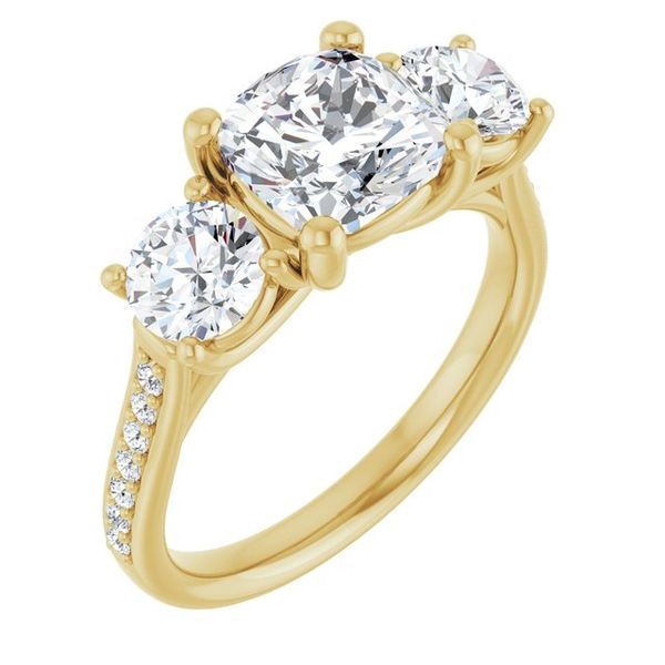 Accented Three-Stone Engagement Ring