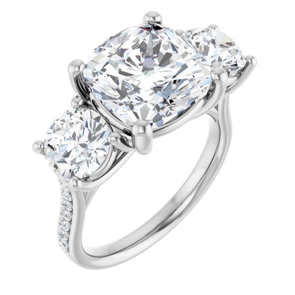 Accented Three-Stone Engagement Ring