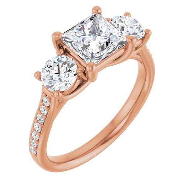 Accented Three-Stone Engagement Ring