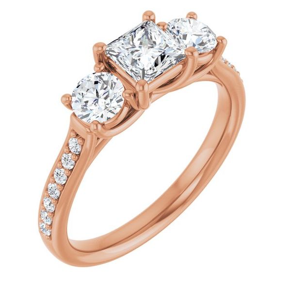 Accented Three-Stone Engagement Ring