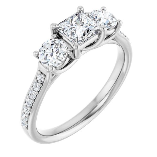 Accented Three-Stone Engagement Ring