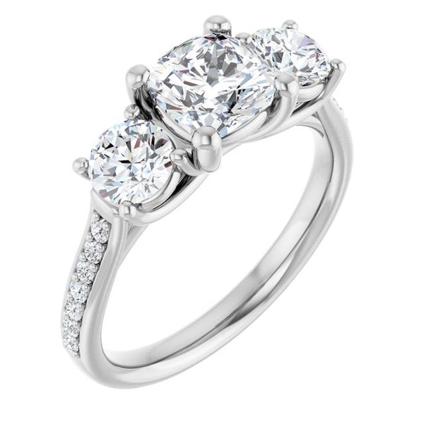 Accented Three-Stone Engagement Ring