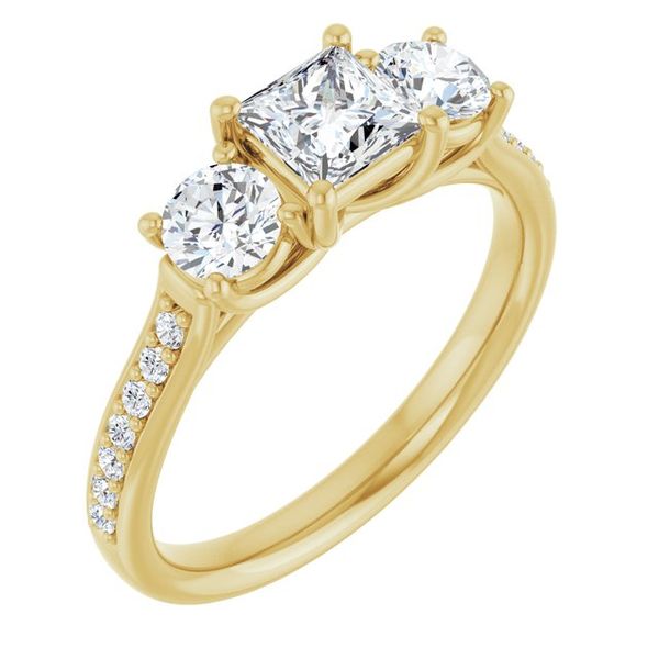 Accented Three-Stone Engagement Ring
