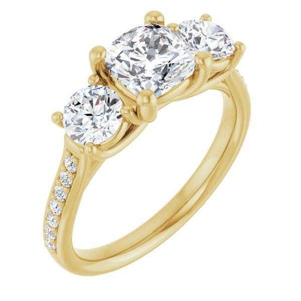 Accented Three-Stone Engagement Ring