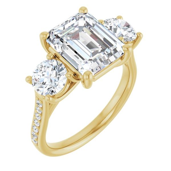 Accented Three-Stone Engagement Ring