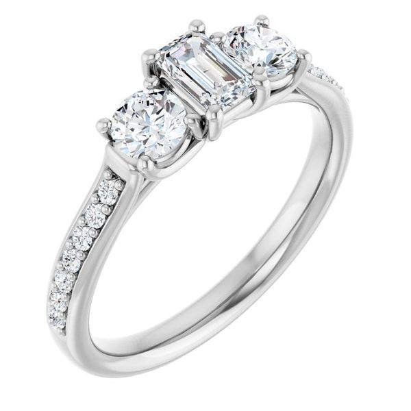 Accented Three-Stone Engagement Ring