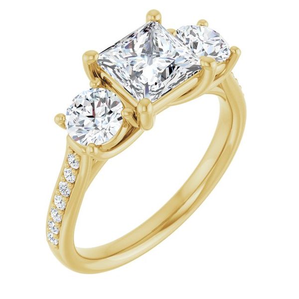 Accented Three-Stone Engagement Ring