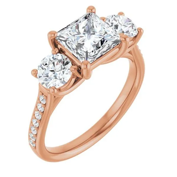 Accented Three-Stone Engagement Ring