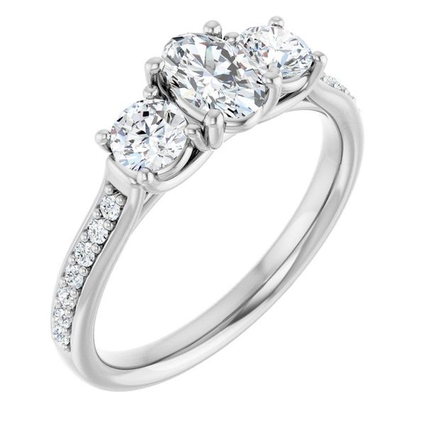 Accented Three-Stone Engagement Ring