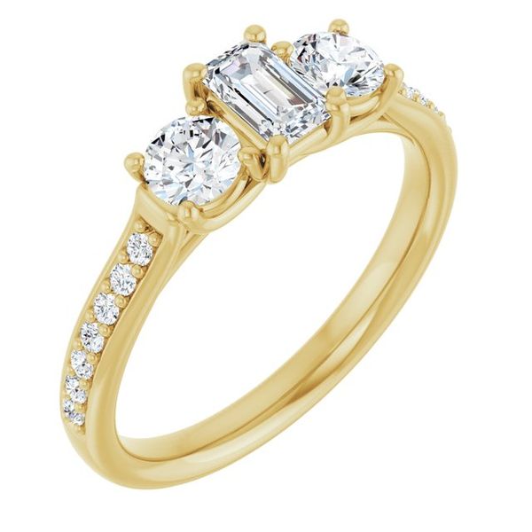 Accented Three-Stone Engagement Ring