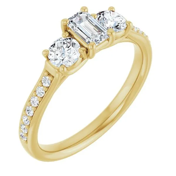 Accented Three-Stone Engagement Ring