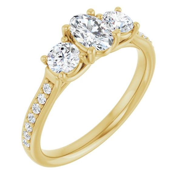 Accented Three-Stone Engagement Ring