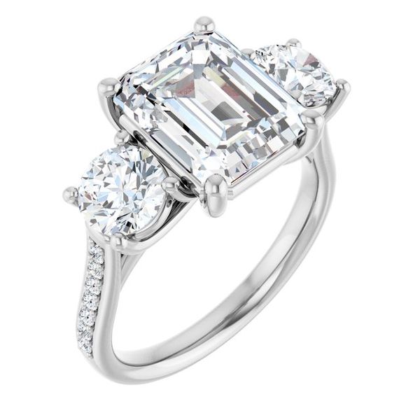 Accented Three-Stone Engagement Ring