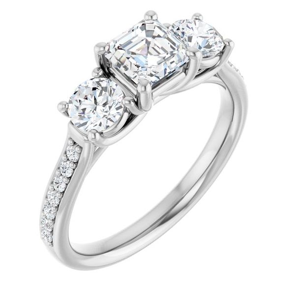 Accented Three-Stone Engagement Ring