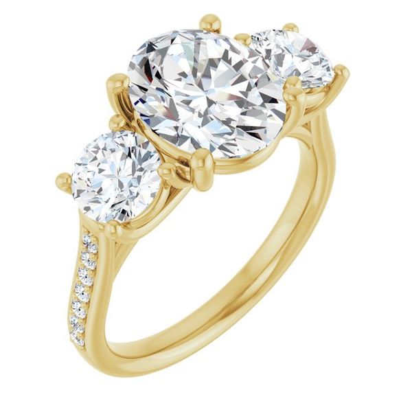 Accented Three-Stone Engagement Ring