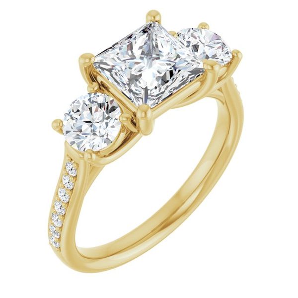 Accented Three-Stone Engagement Ring